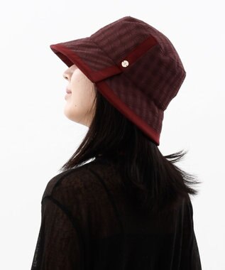 AURORA 【 LANVIN COLLECTION（ランバン コレクション） 】切り替えクロッシェハット ワイン