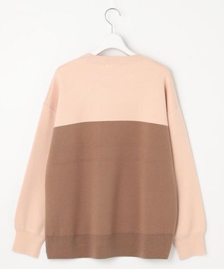 自由区 【カタログ掲載・セットアップ対応・洗える】スムージーブロッキング ニット ピンクベージュ×モカ