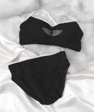 WEGO 【ブラトップ＆ショーツセット】Liliane　Ciel　フェザーラメ