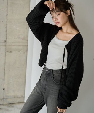 WEGO 【2024年秋冬新色カラー追加★】リボン2WAYカーデ ブラック
