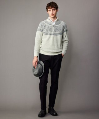 JOSEPH ABBOUD 【ウエストも伸びる！/ストレッチ/暖かい/オーガニック】オーガニックカルゼストレッチ パンツ ブラック系