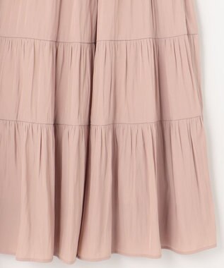 組曲 ギャザーライトデシン ティアードスカート ピンクベージュ系