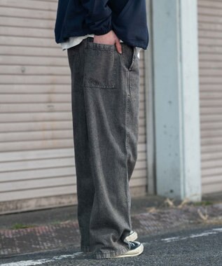 WEGO 【ユニセックス着用ITEM/ウエストゴム】ユルフィットデニムイージーパンツ グレー