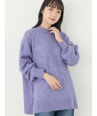 earth music&ecology ＦＬＵＦＦＹハイネックチュニック Purple