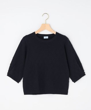 組曲 L 【先行予約・WEB限定】ポップコーンアーガイル5分袖 ニット ネイビー系