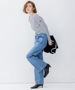 23区 【洗える】Armor-lux スムース ボーダー カットソー オフ×スチールグレーボーダー