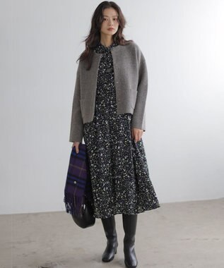 組曲 S プレーティングニットアウター ジャケット ブラウン系