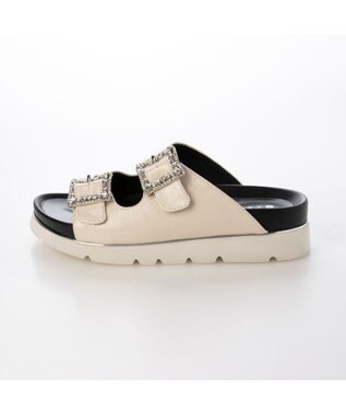 MODE ET JACOMO <carino>厚底ビジューバックルサンダル アイボリー