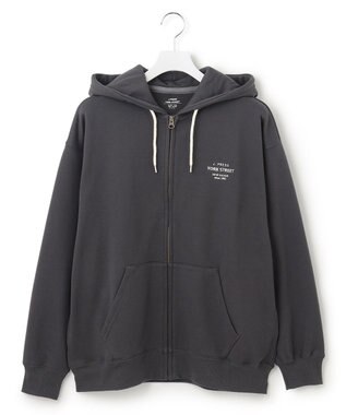 J.PRESS YORK STREET 【UNISEX】フルジップ裏毛ロゴパーカー グレー系