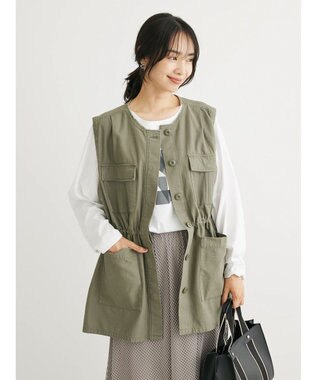 Green Parks ・ＳＵＧＡＲ　ＳＰＯＯＮ　ノーカラーミリタリーベスト Khaki