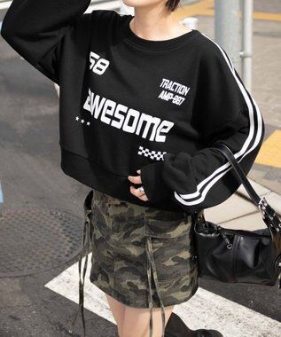 WEGO ゲームグラフィック2ラインショートスウェット ブラック