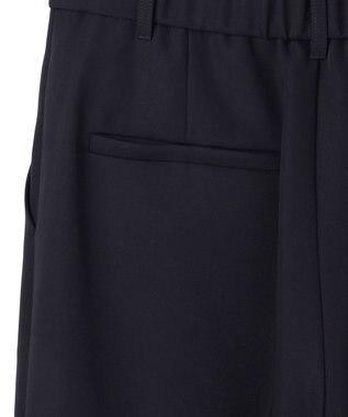 UNFILO 【ウエストゴム】ドライダブルクロス タックテーパードパンツ ネイビー