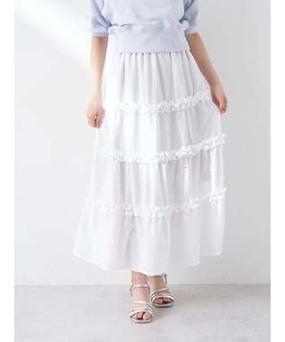 earth music&ecology ミニフリルボリュームスカート Off White