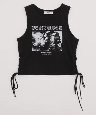 WEGO サイドレースアップグラフィックタンク ブラック