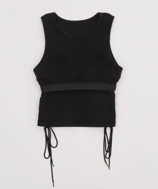 WEGO サイドレースアップグラフィックタンク ブラック