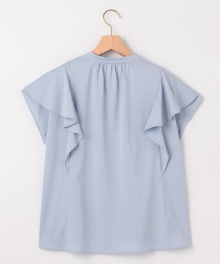組曲 【UVケア】プレーティング天竺 パールボタンブラウス ベビーブルー系