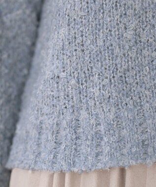 Tiaclasse 【着丈が選べる】ハイネックブークレカーディガン ショート丈ブルー