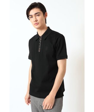 DAKS フロントジップ ハウスチェックパイピング ポロシャツ