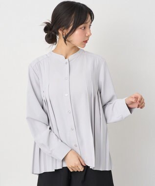 earth music&ecology バックプリーツブラウス Light Gray