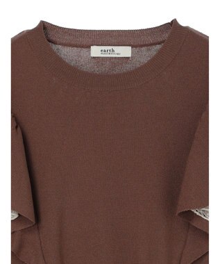 earth music&ecology レースドッキングフリルニットプルオーバー Mocha