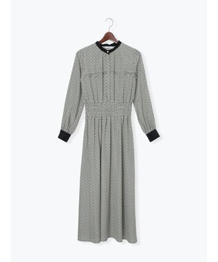 Te chichi バイカラーシャーリングワンピース ベージュ