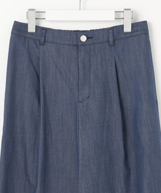 J.PRESS LADIES L 【洗える】セルロースシャンブレー ワイド パンツ ブルー系