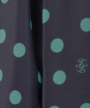 自由区 L 【洗える】ポルカドットプリント スカート ネイビー×ミントグリーン