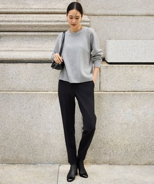 自由区 L 【19号サイズまで展開】TRギャバ裏起毛テーパード パンツ ブラック