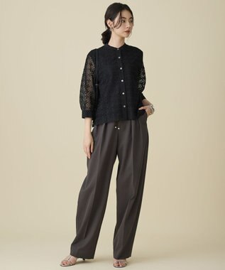 自由区 S ジオメトリックレース ブラウス ブラック