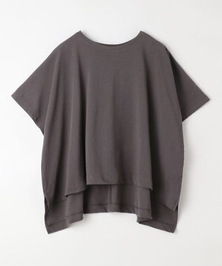 ANY ハイツイストコットンポンチョ風Tシャツ チャコール