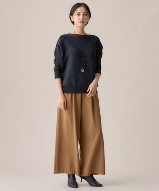 自由区 【WEB限定・洗える】コットンストレッチホールガーメントドルマン ニット ネイビー系