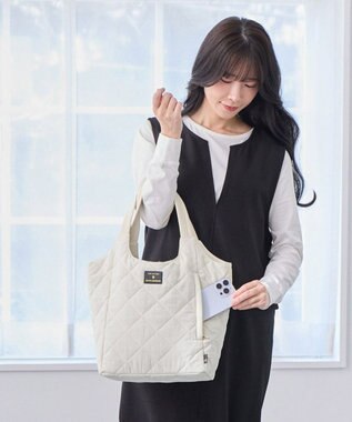 ROOTOTE 3674【仕切り+自立+撥水】LT.ラウンド.パルーティ.キルト-D 02：アイボリー