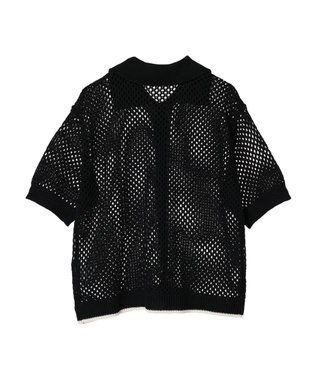 CRAFT STANDARD BOUTIQUE 配色メッシュニットカーディガン Black