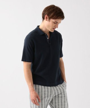 JOSEPH ABBOUD MOUNTAIN 【SPACE】OGストレッチコットン ニットポロシャツ ネイビー系