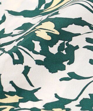 23区 ニュアンスフラワー プリント シルク スカーフ ダークグリーンプリント