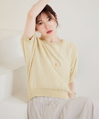 ANY SIS 【洗える】ドルマンスリーブラメ ニット イエロー