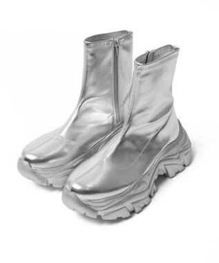 WEGO 厚底スニーカーソールショートブーツ シルバー