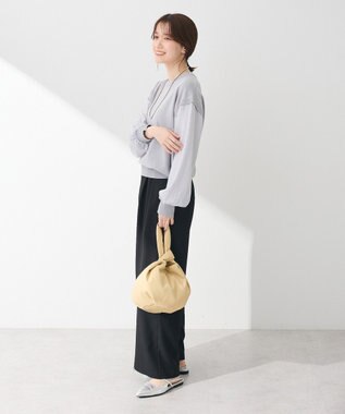 Green Parks 袖光沢ドッキングニットプルオーバー Gray