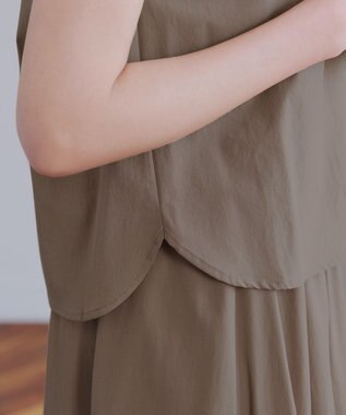 Tiaclasse 【トップス&スカートセット・洗える】ストレッチタフタセットアップ モカ