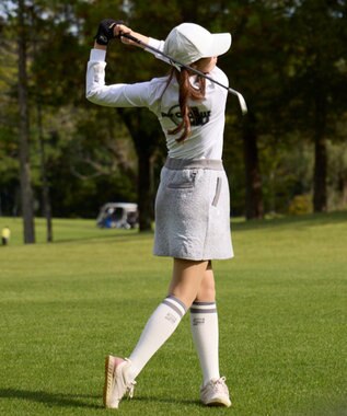 PW CIRCULUS 【吸水速乾 / UV遮蔽率99.9% UVカット / ストレッチ】【WOMEN】アニマルグラフィックロングスリーブモックT ゴルフウェア レディース ホワイト系1