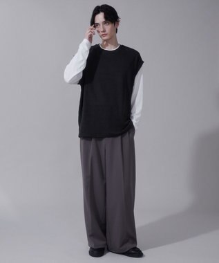 WEGO フェイクレイヤードベストT（LS） ブラック中濃色