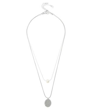 AMERICAN HOLIC テクスチャーメタル・淡水パールＳＥＴネックレス Silver