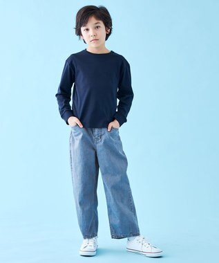 UNFILO 【110-150cm】カーブワイドデニム ミッドブルー