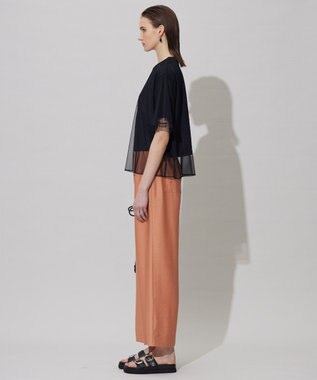 ICB 【接触冷感・UVケア・速乾・洗える】 チュールレイヤード カットソー ブラック系