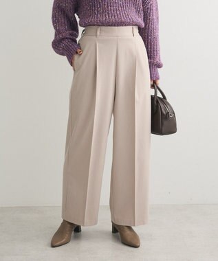 Green Parks あったかきれシル　ワイドストレートパンツ Gray Beige