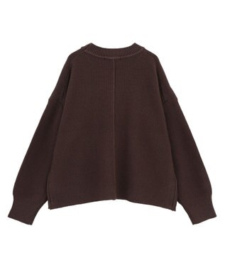 Green Parks かのこ編モックネックニットプルオーバー Brown