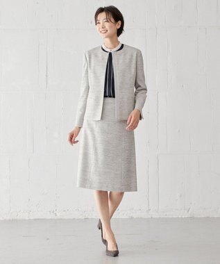 J.PRESS LADIES ライトツイードストレッチ スカート ライトグレー系1