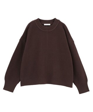 Green Parks かのこ編モックネックニットプルオーバー Brown