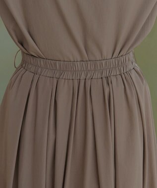 Tiaclasse 【トップス&スカートセット・洗える】ストレッチタフタセットアップ モカ