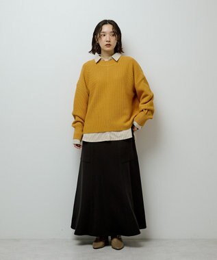 Green Parks かのこ編モックネックニットプルオーバー Yellow